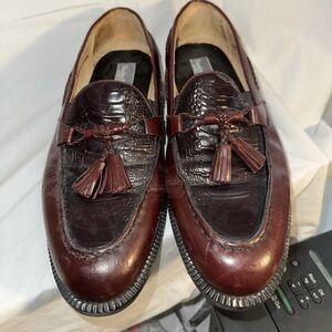 Stanley Blacker Brown Leather Tassel Loafers Shoes Men’s Sz 9 W